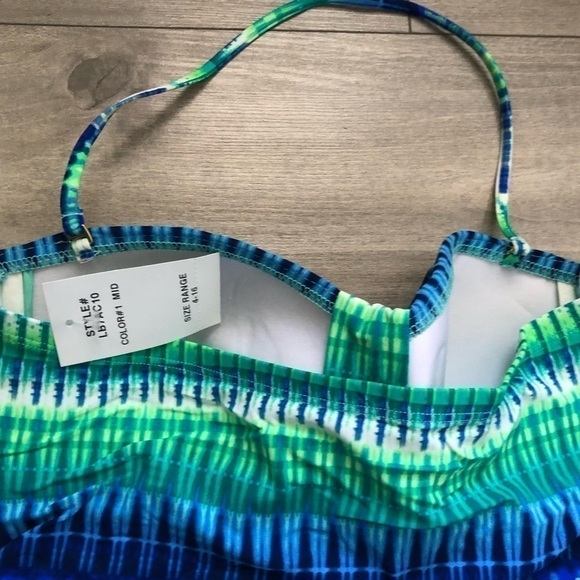 La Blanca Blue Green Halter Swim One Piece 6 - Picture 6 of 9